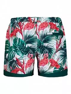 Модные шорты с принтом "фламинго" зеленого цвета DOREANSE 3822c99